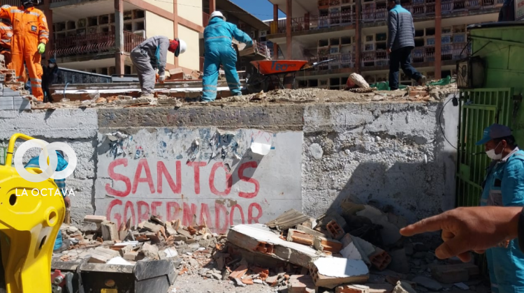 Muro que se desplomó en el Cementerio General de La Paz. Foto. AMN