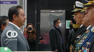Presidente Luis Arce posesionando a su nuevo Alto Mando Militar. Foto. Captura Btv