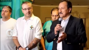 Vicente Cuéllar se reunión anoche con el presidente del Comité Cívico pro Santa Cruz, Rómulo Calvo. Foto. Captura de Video.