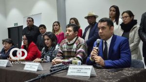 Autoridades del Tribunal Supremo Electoral, en conferencia de prensa.