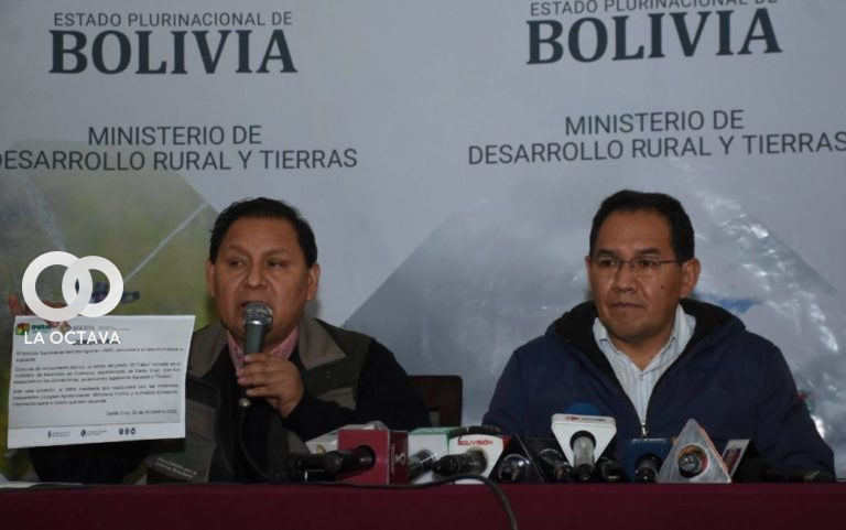 El director del INRA y el viceministro de Tierras hablaron sobre los avasallamientos.
