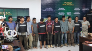 Los sujetos fueron presentados por la Policía. Foto. Ministerio de Gobierno