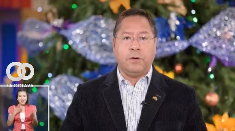 Luis Arce envia el mensaje navideño por canal nacional.