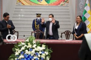 Presidente Luis Arce, en un acto público en Casa Grande del Pueblo. Foto. LuchoXBolivia