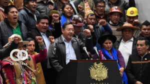 El presidente Luis Arce y la dirigencia de la COB y del Pacto de Unidad. Foto. ABI