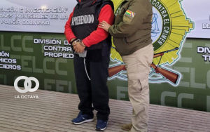 La detenida fue exhibida por la Policía.