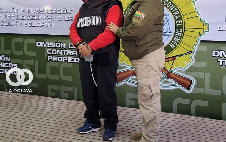 La detenida fue exhibida por la Policía.