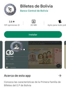 App Billetes de Bolivia