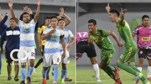 Jugadores de Vaca Díez (izq.) y de Libertad Gran Mamoré, protagonistas de la final de la Copa Simón Bolívar 2022