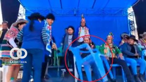 Evo Morales pasó un mal momento este jueves en Cala Cala, Potosí. Foto: Captura de pantalla