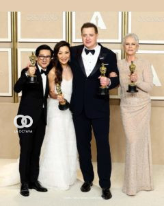 Ganadores en las categorías de Mejor actor y actriz de reparto y mejor actor y actriz protagonista posando juntos tras ganar sus Óscars. Foto: RRSS