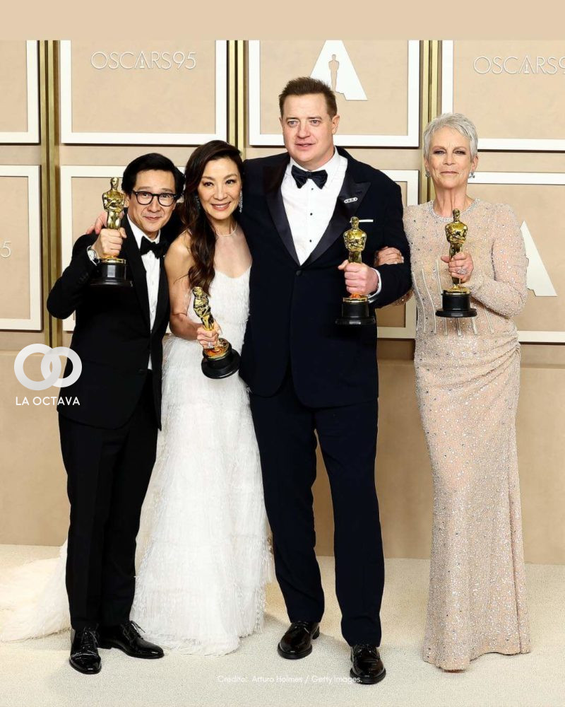 Ganadores en las categorías de Mejor actor y actriz de reparto y mejor actor y actriz protagonista posando juntos tras ganar sus Óscars. Foto: RRSS
