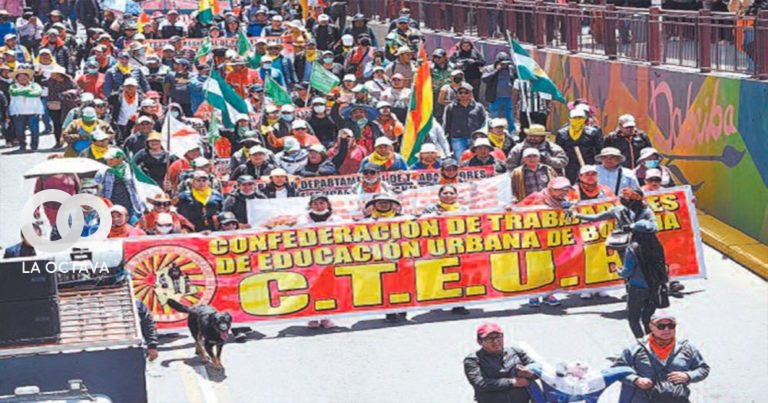 Maestros con marcha de protestas (08/Mar).Foto: La Razón