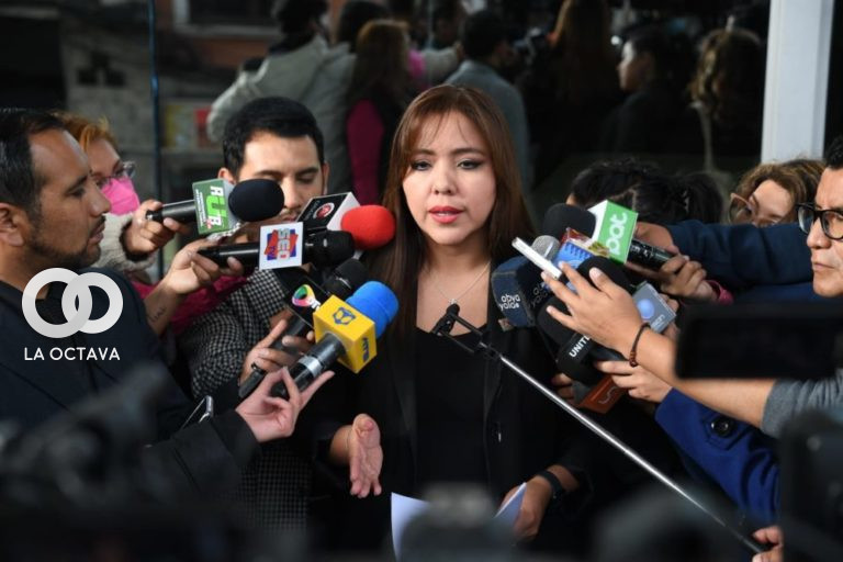 La viceministra de Comunicación, Gabriela Alcón, en rueda de prensa. Foto. Prensa Presidencia
