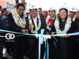 Eva Copa, alcaldesa de El Alto en inauguración de infraestructura. Foto: GAMEA