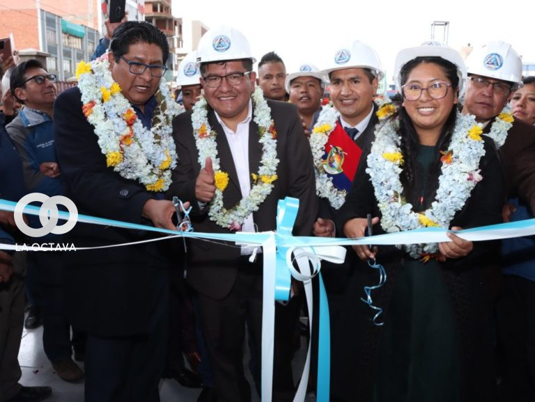 Eva Copa, alcaldesa de El Alto en inauguración de infraestructura. Foto: GAMEA