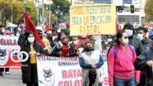 Marcha de maestros en Cochabamba. Foto: Opinión