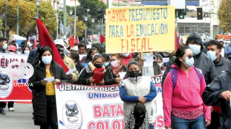 Marcha de maestros en Cochabamba. Foto: Opinión