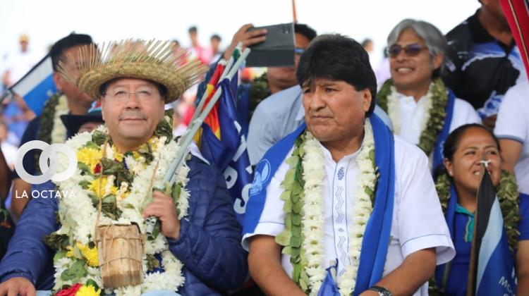 Luis Arce y Evo Morales. Foto: Twitter Lucho Arce