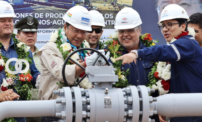 Arce en la apertura de válvulas de campos de gas en Tarija. Foto. FBAC