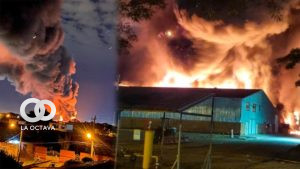 Incendio en galpones del Parque Industrial de Santa Cruz. Foto: RRSS