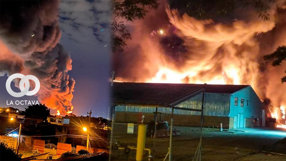 Incendio en galpones del Parque Industrial de Santa Cruz. Foto: RRSS