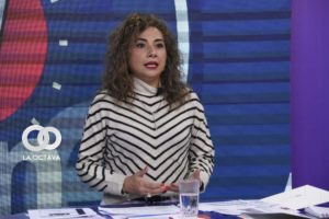 La presidenta de la Aduana Nacional, Karina Serrudo. Foto: Bolivia Tv.