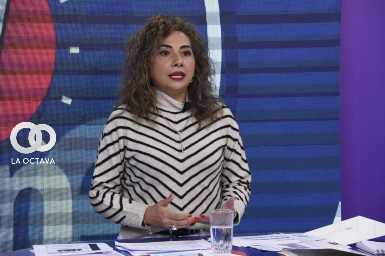La presidenta de la Aduana Nacional, Karina Serrudo. Foto: Bolivia Tv.