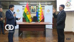 Acto de posesión del nuevo gerente de mi Teleférvio, Martín Quino. Foto: La Razón
