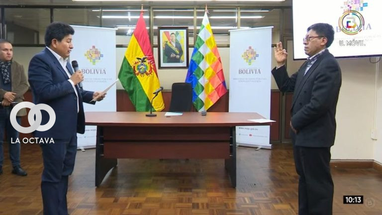 Acto de posesión del nuevo gerente de mi Teleférvio, Martín Quino. Foto: La Razón