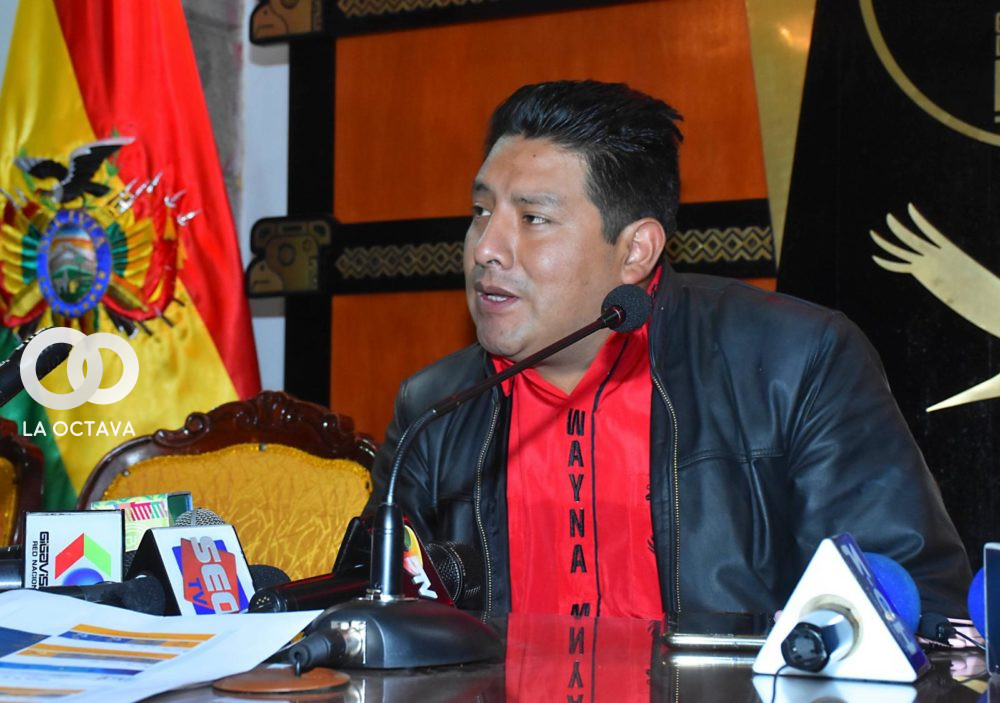El gobernador de La Paz Santos Quispe brinda una conferencia de prensa. Foto: Archivo