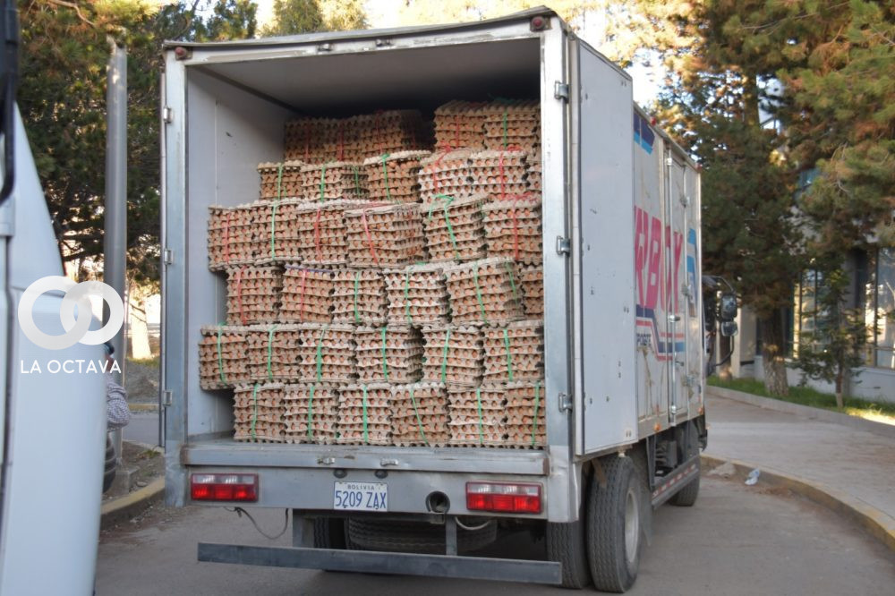 Camión con maples de huevo. Foto: MDPyEP