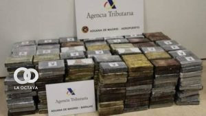 Los ladrillos de cocaína boliviana secuestrados en el aeropuerto de Madrid, en febrero. Foto: Agencia Tributaria de España
