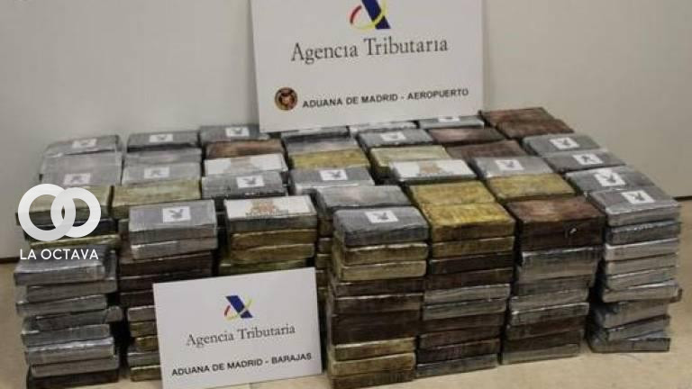Los ladrillos de cocaína boliviana secuestrados en el aeropuerto de Madrid, en febrero. Foto: Agencia Tributaria de España