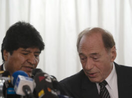 Evo Morales y Raul Zaffaroni foto Rolando Andrade Stracuzzi