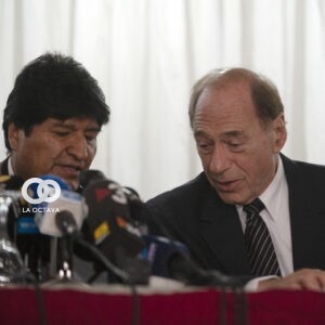Evo Morales y Raul Zaffaroni foto Rolando Andrade Stracuzzi