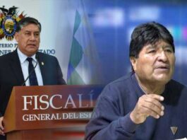 Juan Lanchipa, Fiscal General y Evo Morales, ex Presidente de Bolivia, foto: RRSS