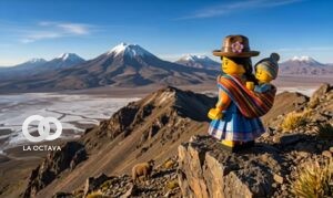 La cholita inspirada en el universo LEGO recorre el salar de Uyuni con un aguayo a la espalda, en una animación que rinde homenaje a las raíces y la identidad boliviana. | Foto: Plastic Motion Studios.